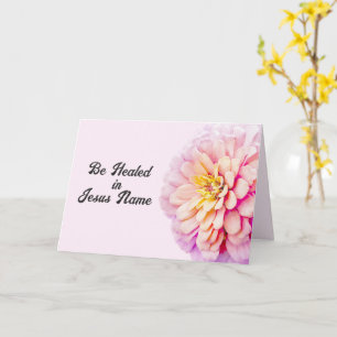 Genezen in Jezus' Naam Roze Zinnia Christelijk Kaart
