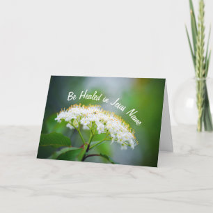 Genezen in Jezus' Naam Witte Bloemen Christelijk Kaart