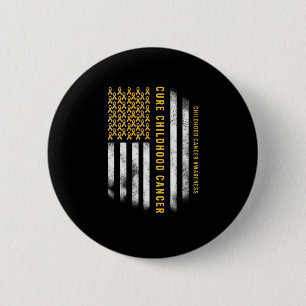 Genezen Kinderkanker Gouden Lintje Usa Vlag Steun Ronde Button 5,7 Cm