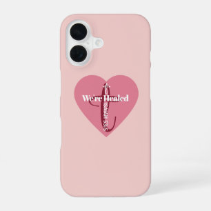 Genezende Bijbeltekst Roze Hart Kruis Eenvoudig Mo iPhone 16 Hoesje