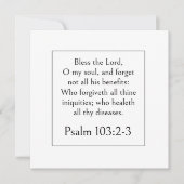 Genezende Bijbelvers, Psalm 103:2-3 Schrift, (Voorkant)