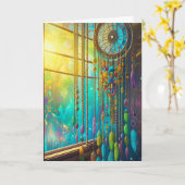 Genezende dromenvanger in raam | Voel je beter Kaart (Gele Bloem)