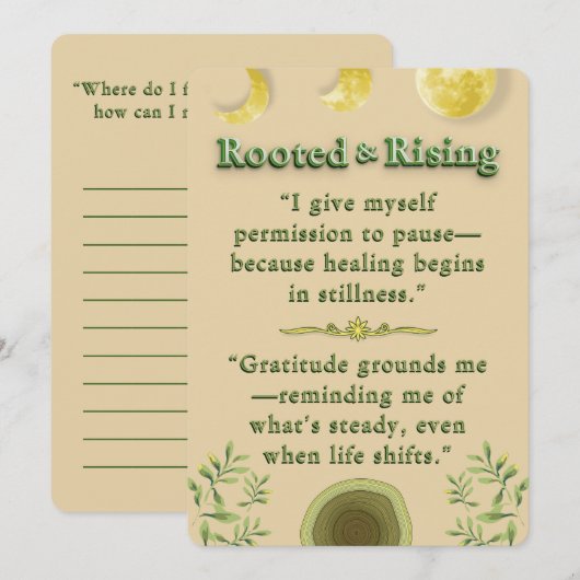 Genezende stilte | Pauze- en dankbaarheidsbevestig Notitiekaartje (Voorkant / Achterkant)