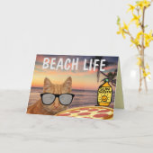 GENEZENDE VIBES KRIJGEN GOED STRAND KAT WENSKAARTE KAART (Gele Bloem)