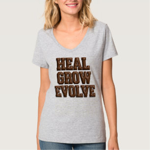 Genezenen Groeien Evolueren Puffy 3D V-hals T-shir T-shirt