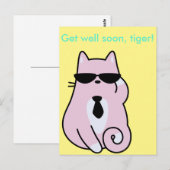 Genezings tiger! - Cool Roze Kat Ansichtkaart Briefkaart (Voorkant / Achterkant)
