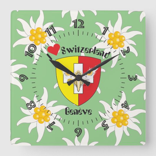 Genf / Genève Schweiz Suisse Svizzera Uhr Vierkante Klok (Voorkant)