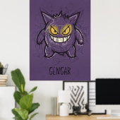 Gengar Chaotic Scribble Art - Gritty Ghost Shadow  Poster (Thuiskantoor)