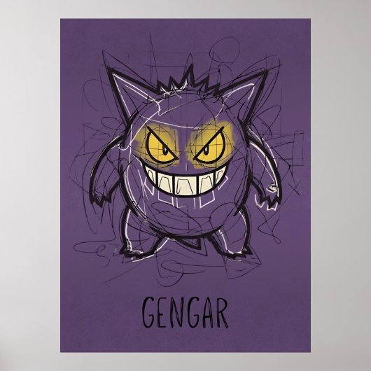 Gengar Chaotic Scribble Art - Gritty Ghost Shadow  Poster (Voorkant)