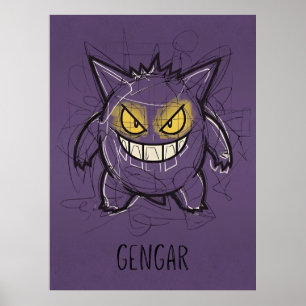 Gengar Chaotische Krabbel Kunst - Ruwe Geest Schad Poster