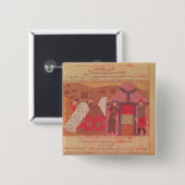 Genghis Khan buiten zijn tent Vierkante Button 5,1 Cm (Voorkant /achterkant)