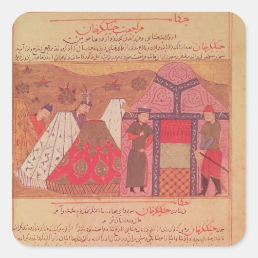 Genghis Khan buiten zijn tent Vierkante Sticker (Voorkant)