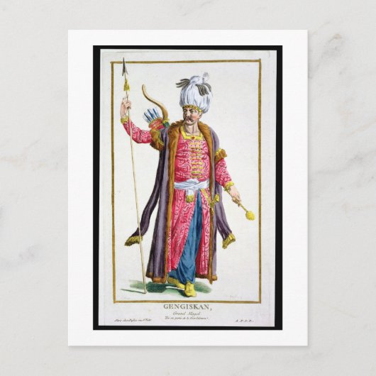 Genghis Khan (c.1162-1227) van 'Receuil des Estam' Briefkaart (Voorkant)