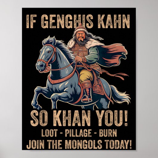 Genghis Khan Quote Funny Mongolia History Mongolia Poster (Voorkant)