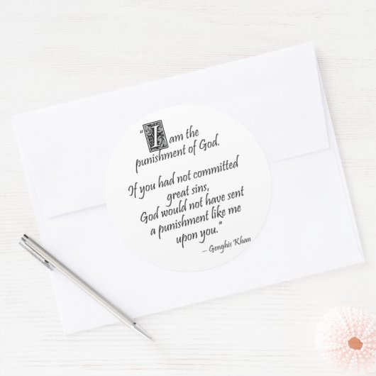 Genghis Khan... Ronde Sticker (Envelop)