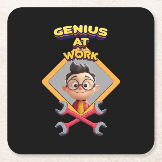 Geniaal werk Grappig Geek Reparatie Computer Anima Kartonnen Onderzetters (Voorkant)