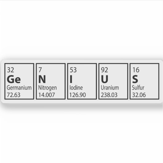 Geniale Periodic Table Science Nerd Grappig Sticker (Voorkant)