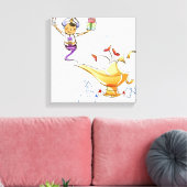 Genie brengt een huis en cadeaus van een magische  canvas afdruk (Insitu (Woonkamer))