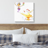 Genie brengt een huis en cadeaus van een magische  canvas afdruk (Insitu (Slaapkamer))