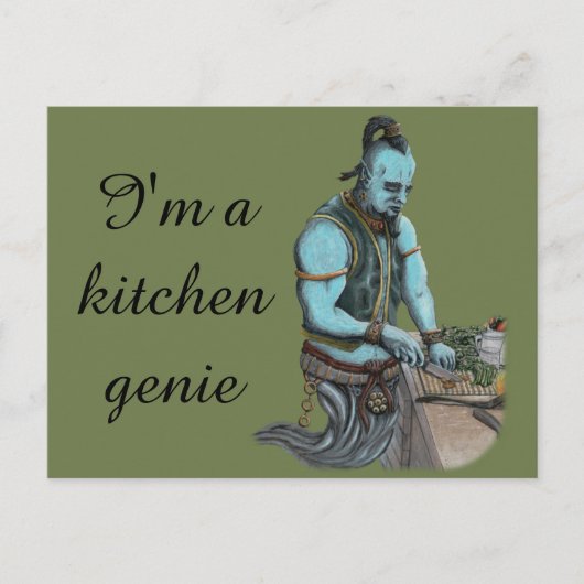 Genie Chef Koken Diner Fantasy Art Briefkaart (Voorkant)