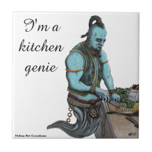 Genie Chef Koken Keuken Diner Fantasy Art Tegel Tegeltje