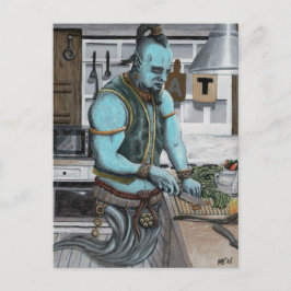 Genie Cooking Kitchen Magic Fantasy Art Briefkaart