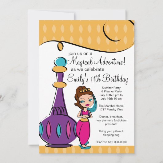 Genie en Lamp Uitnodiging (Voorkant)