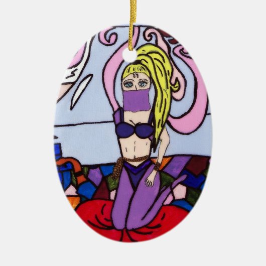 GENIE IN EEN FLES KERAMISCH ORNAMENT (Voorkant)