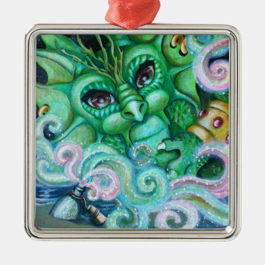 "Genie in een fles" Metalen Ornament (Voorkant)