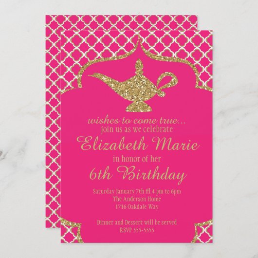 Genie Lamp Uitnodiging (Voorkant / Achterkant)