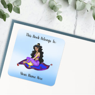 Genie Magic Carpet Lamp Blauwe Lucht Boekplaat Vierkante Sticker
