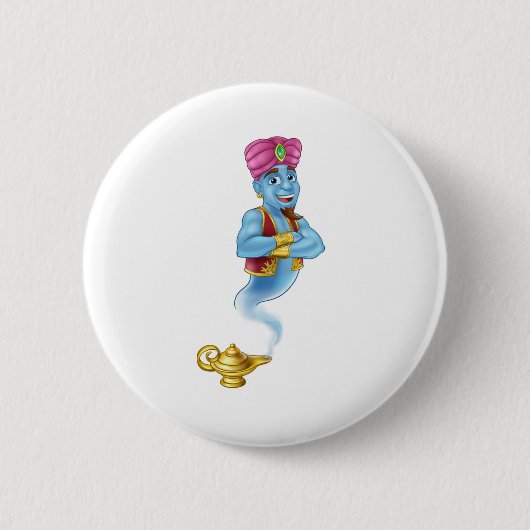 Genie Magic Lamp Aladdin Pantomime Cartoon Ronde Button 5,7 Cm (Voorkant)