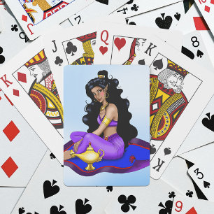 Genie Magisch Tapijt Lamp Blauw Lucht Pokerkaarten