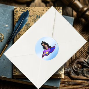 Genie Magisch Tapijt Lamp Blauwe Lucht Ronde Sticker