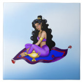 Genie Magisch Tapijt Lamp Blauwe Lucht Tegeltje (Voorkant)