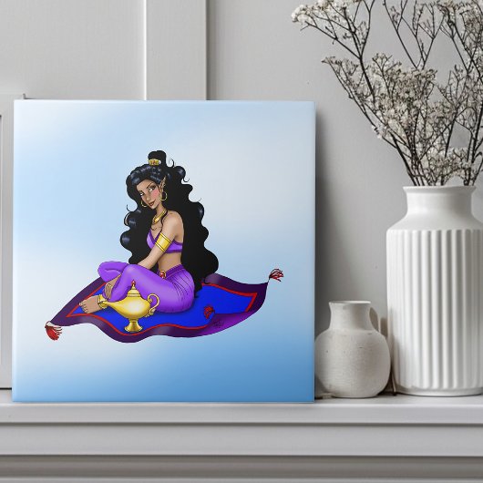 Genie Magisch Tapijt Lamp Blauwe Lucht Tegeltje