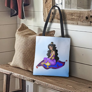 Genie Magisch Tapijt Lamp Blauwe Lucht Tote Bag