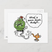 genie of_the lamp met Arabische tekst Briefkaart (Voorkant / Achterkant)