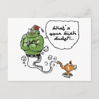 genie of_the lamp met Arabische tekst Briefkaart