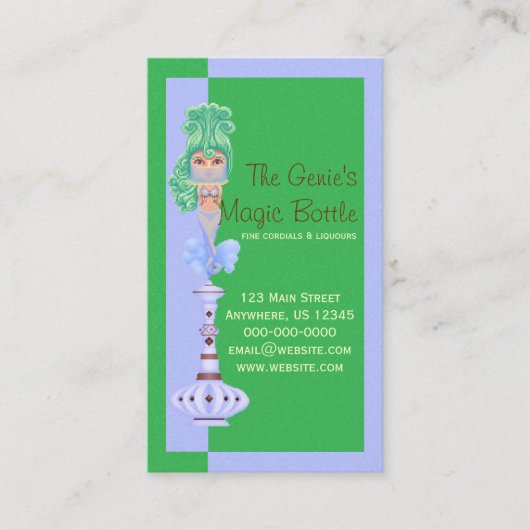 Genie op een fles visitekaartje (Voorkant)