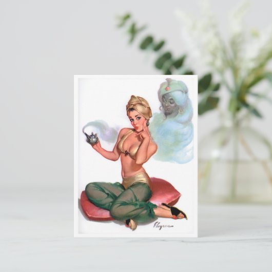 Genie Pin Up Briefkaart (Staand voorkant)