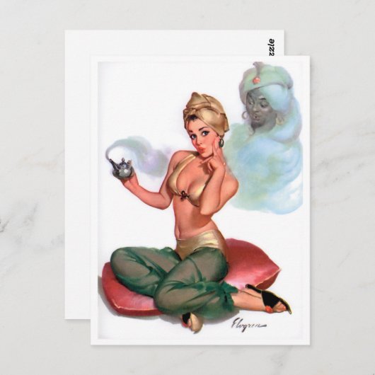 Genie Pin Up Briefkaart (Voorkant / Achterkant)