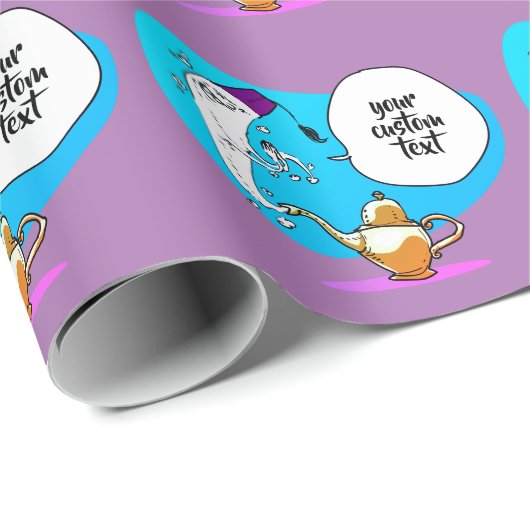 genie van de lamp grappige cartoon cadeaupapier (Rol Hoek)