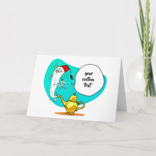 genie van de lamp grappige cartoon kaart