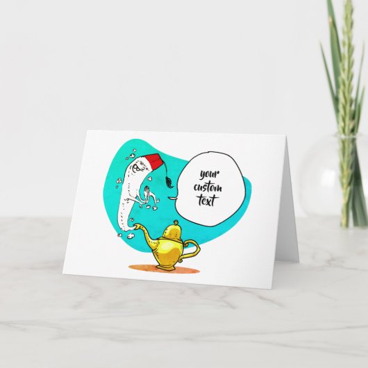 Genie van de lamp Grappige cartoon Kaart (Voorkant)