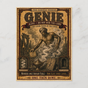 Genie, Vintage Circus Monster Briefkaart