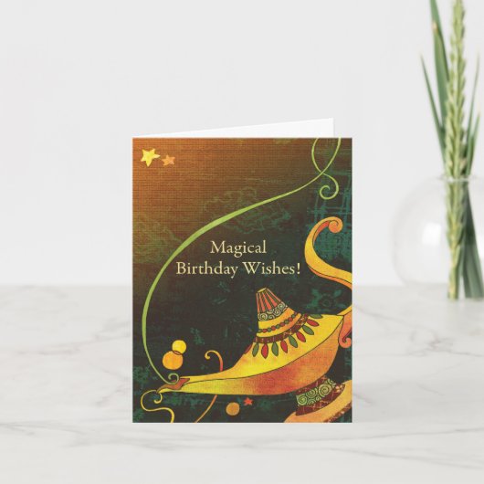 Genie's Lamp Birthday Wishes Kaart (Voorkant)