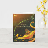 Genie's Lamp Birthday Wishes Kaart (Gele Bloem)