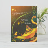 Genie's Lamp Magische Verjaardagsfeest Kaart (Staand voorkant)