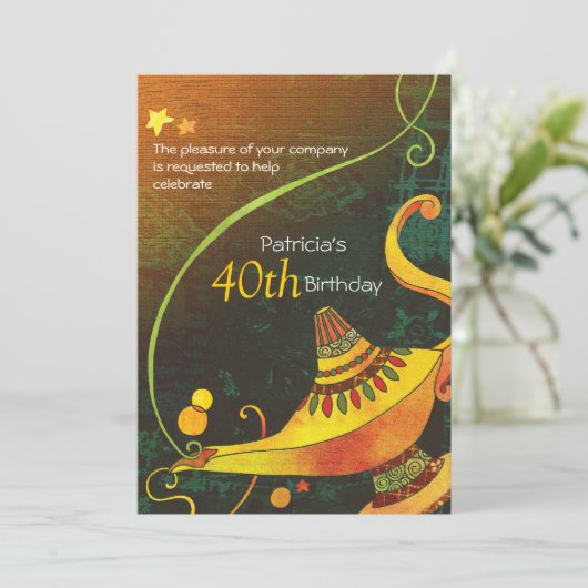 Genie's Lamp Magische Verjaardagsfeest Kaart (Staand voorkant)